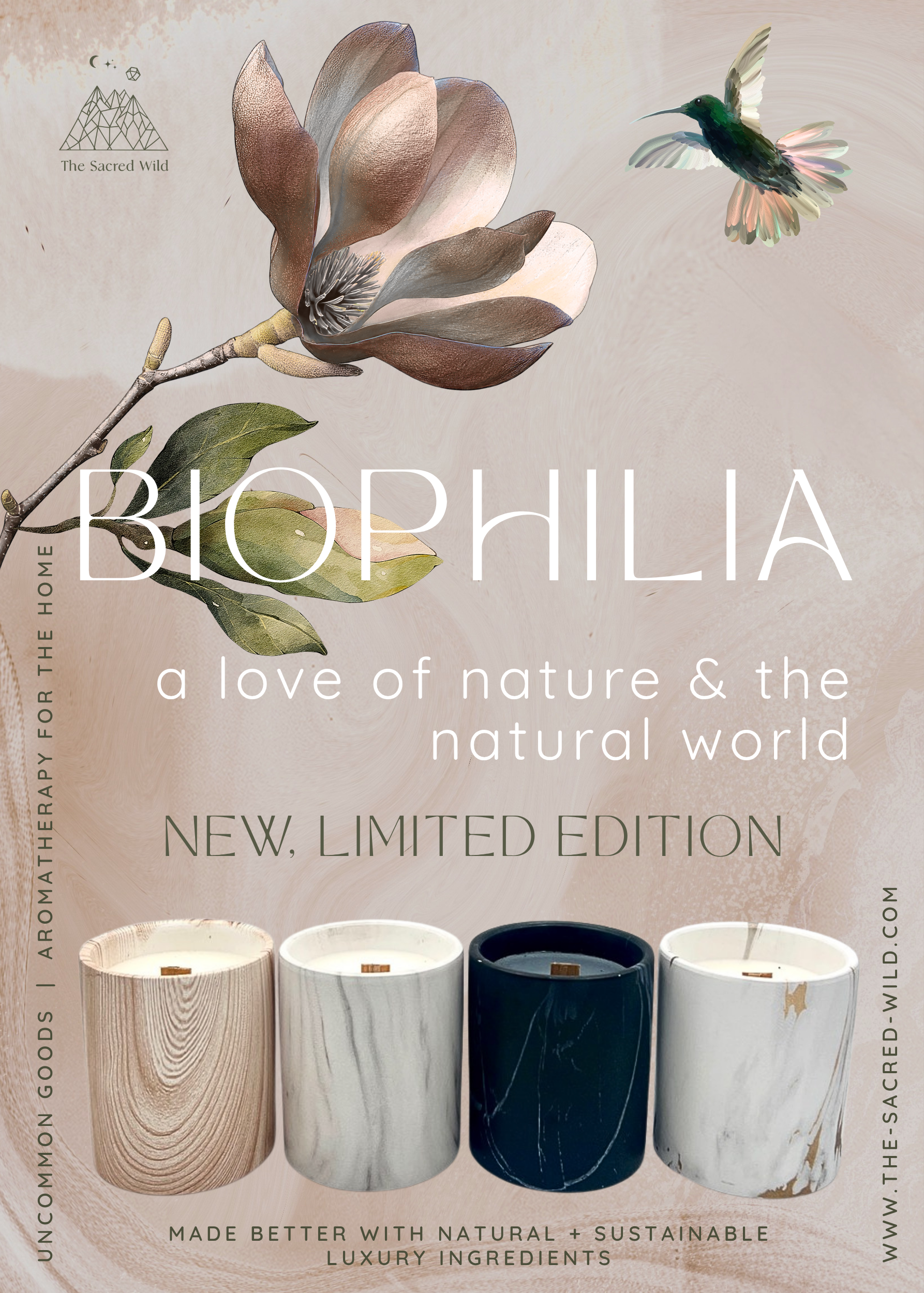 The Sacred Wild Candle Co - Wholesale Jar/Filled Candle - Biophilia: White Marble + Pure Fresh Air Scented Candle1