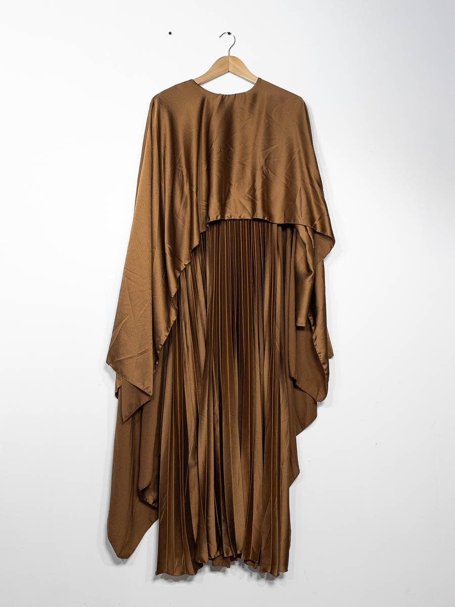 IDEAL OUTFIT - Vente Robe – femme - Abaya fluide plissée avec cape intégrée en satin ref:Y10219