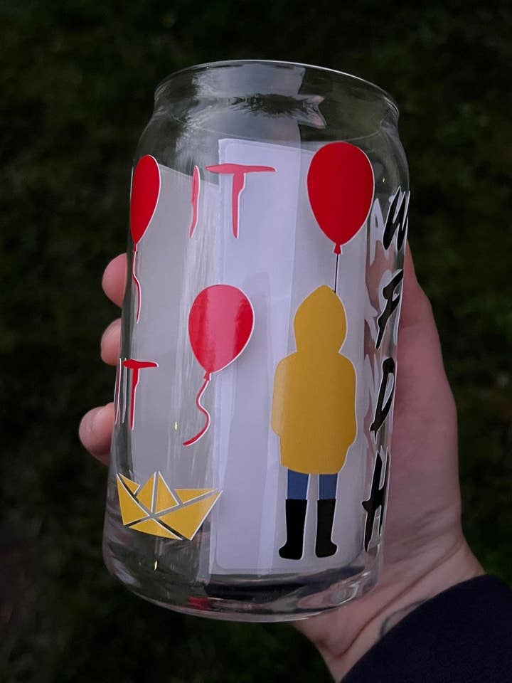 We All Float Down Here Full Wrap Libbey Can Glass for wholesale by The Crazy Craft Girl LLC