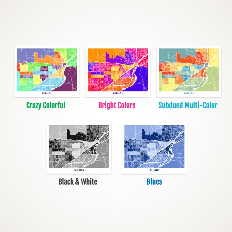 Juanita's Adventures – Großhandel Kunstdruck – Juanitas Billings MT Karte drucken1