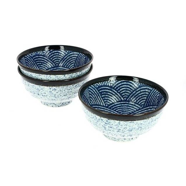 Set van 3 Nami schalen met golfpatroon voor wholesale door Maison jiki