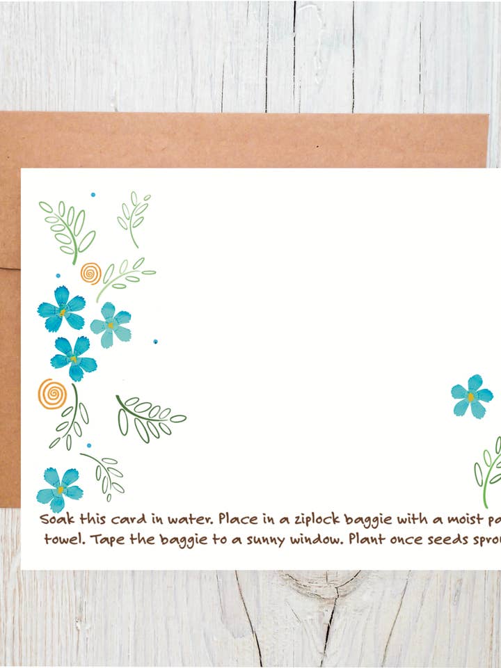 Carte Piantabili con Fiori Selvatici | Set di 6 Biglietti | Blu per la vendita all'ingrosso da parte di The Raven’s Edge Studio