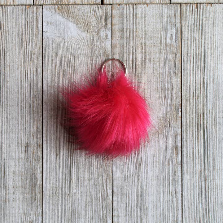 RamsGirl Design - Wholesale Keychain - Women's - Faux Fur Pom Pom Keychain, Ball Shape Pompom Key Chain