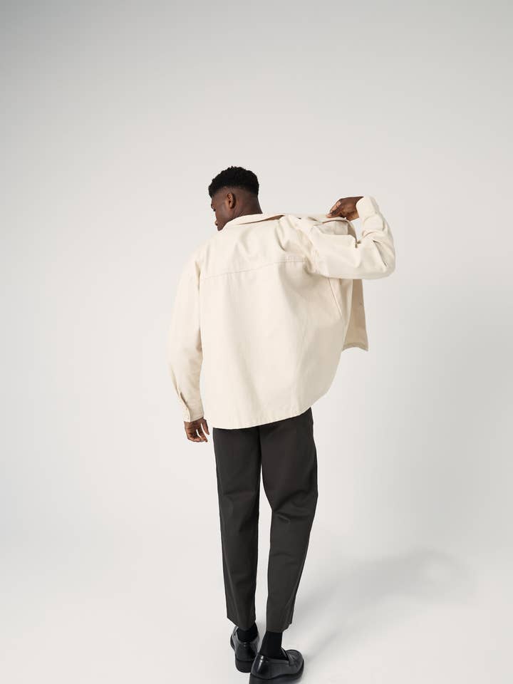 The Canvas Double Pocket Jacket / Cream for wholesale by Rode To No Wear