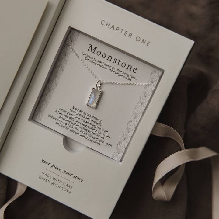 Silver Rainbow Moonstone Necklace – New Beginnings Gift for Her for wholesale on Faire6