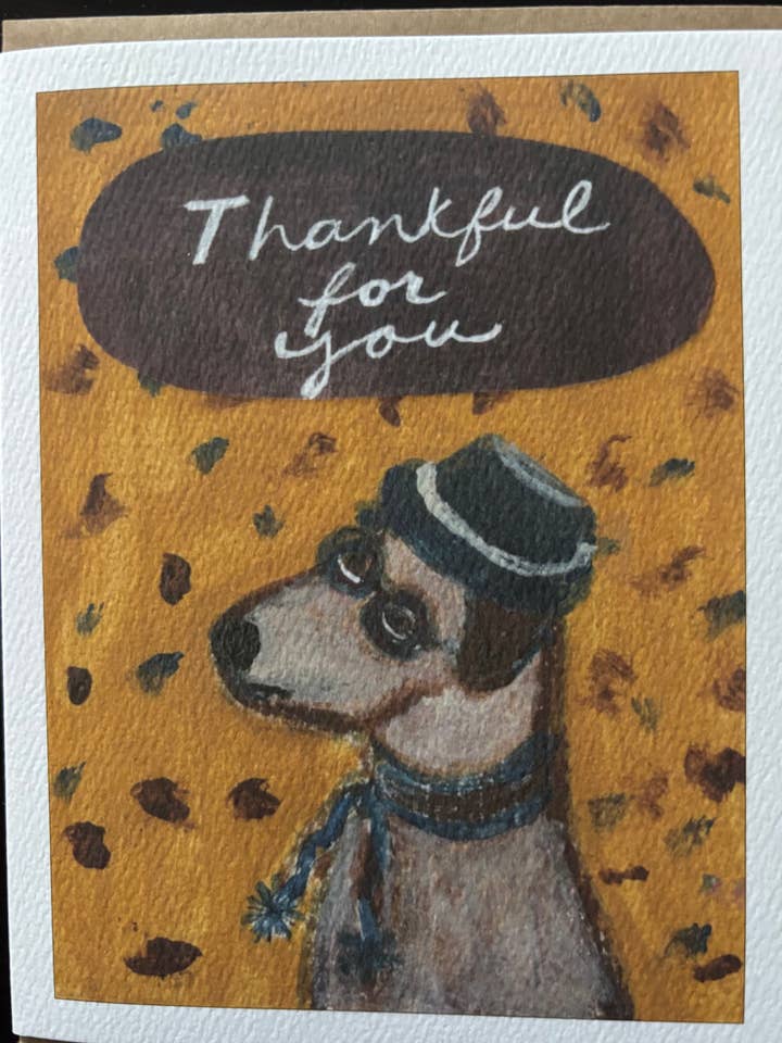 Thankful for you thoughtful in fall pet dog greeting card for wholesale by Bernie Street Studios