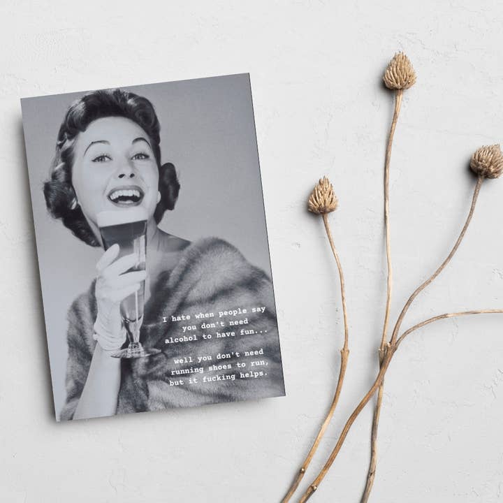 Alcohol Helps - Food Pun Greeting Card for wholesale by LNZ Custom Design