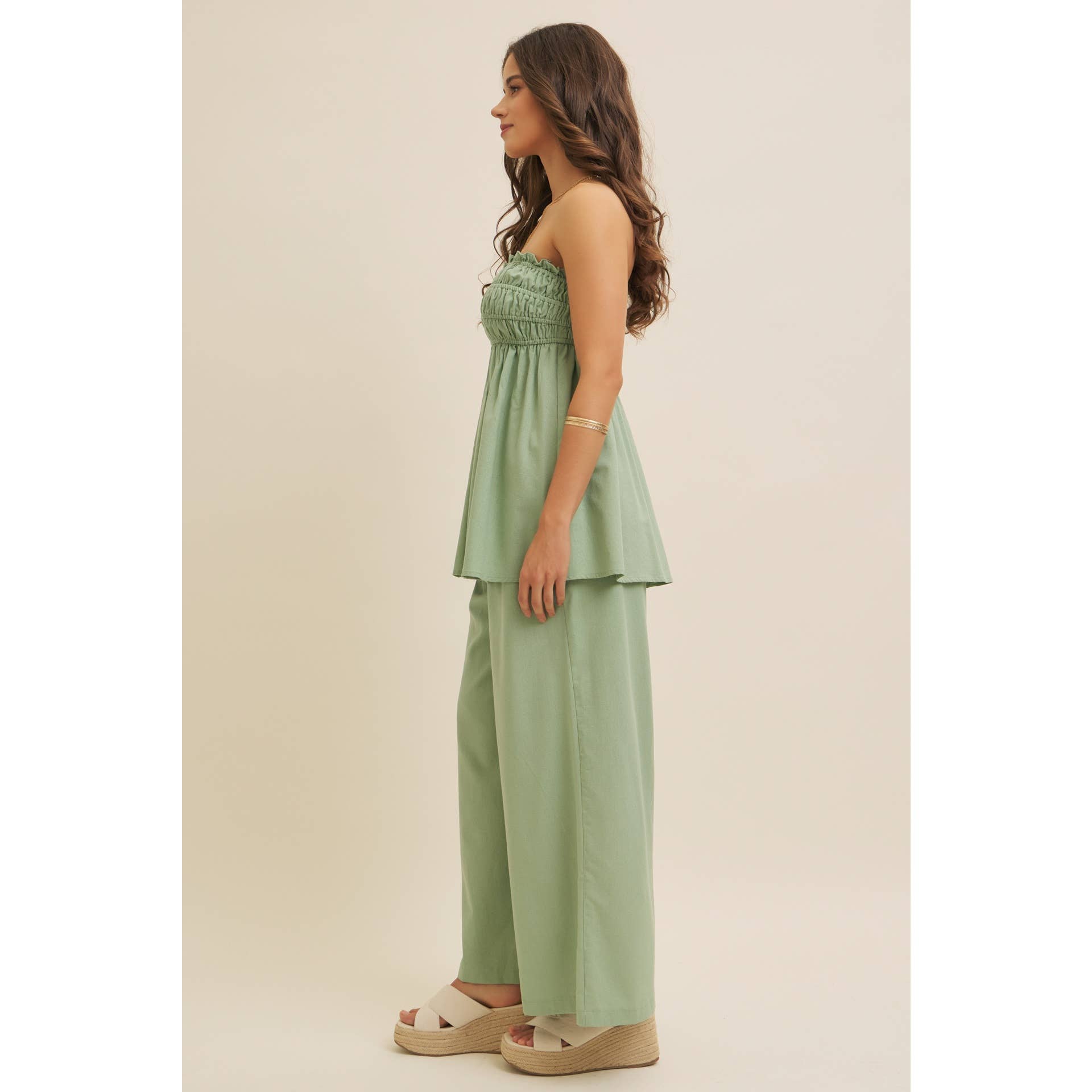 in february – Blusa - Mulher por atacado – TOP TÚNICA SEM ALÇAS DRAPEADO EM VISCOSE E LINHO10