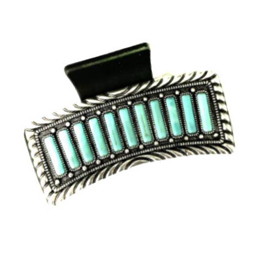 WESTERN TURQUOISE STONE HAIR CLAW for wholesale by Snowing West