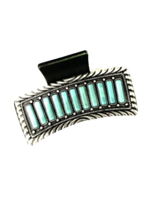 WESTERN TURQUOISE STONE HAIR CLAW for wholesale by Snowing West