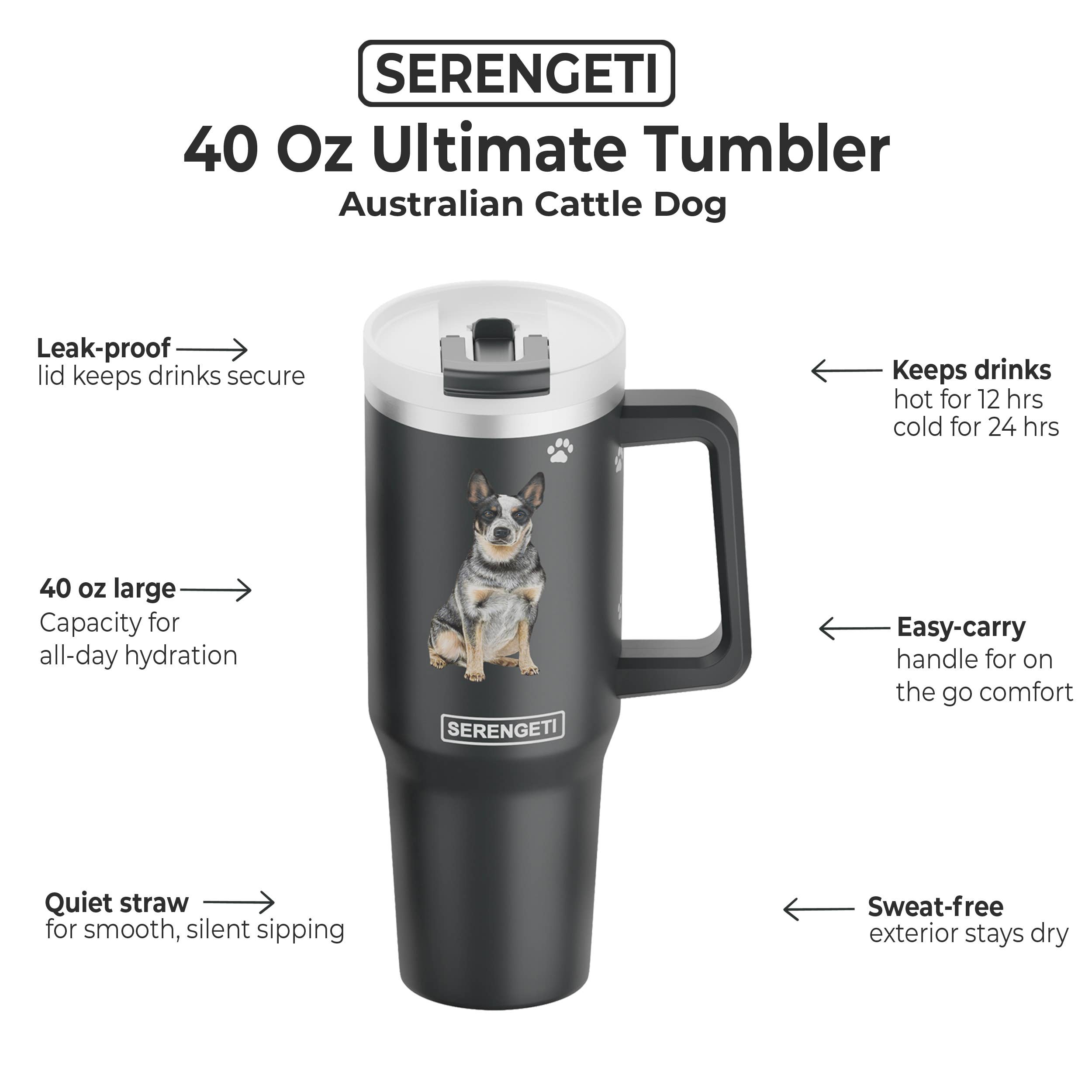 E&S Pets – Engroshandel Thermokop – 40 oz australsk kvæghundetumbler - 3D-trykt - isoleret3