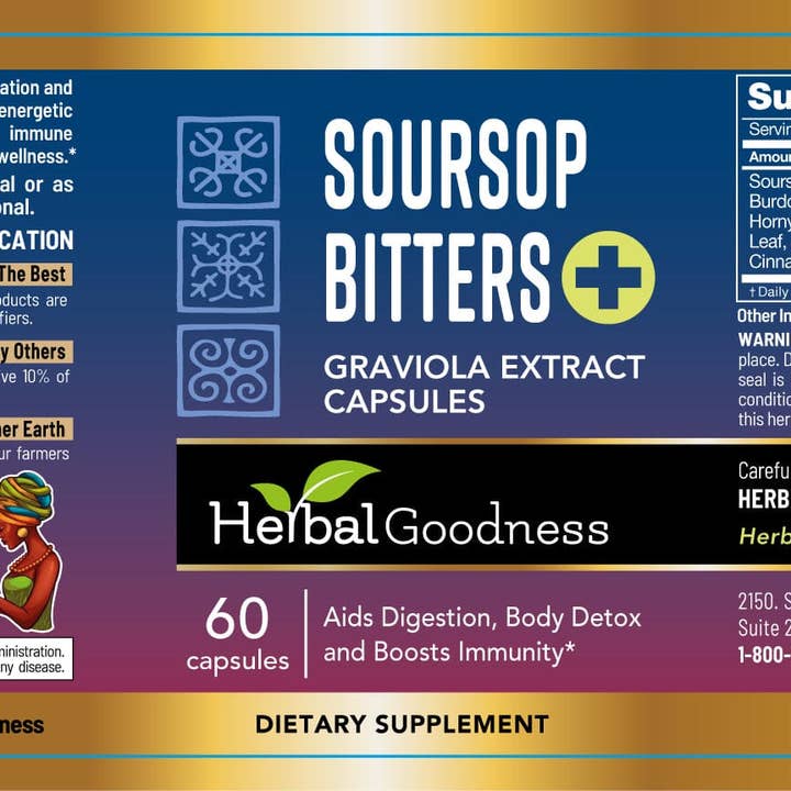Herbal Goodness - Wholesale Oral Supplement/Vitamin - Soursop Bitters Extract - Capsules 60/600mg - Deep Body Cleanse and Detox - Herbal Goodness3