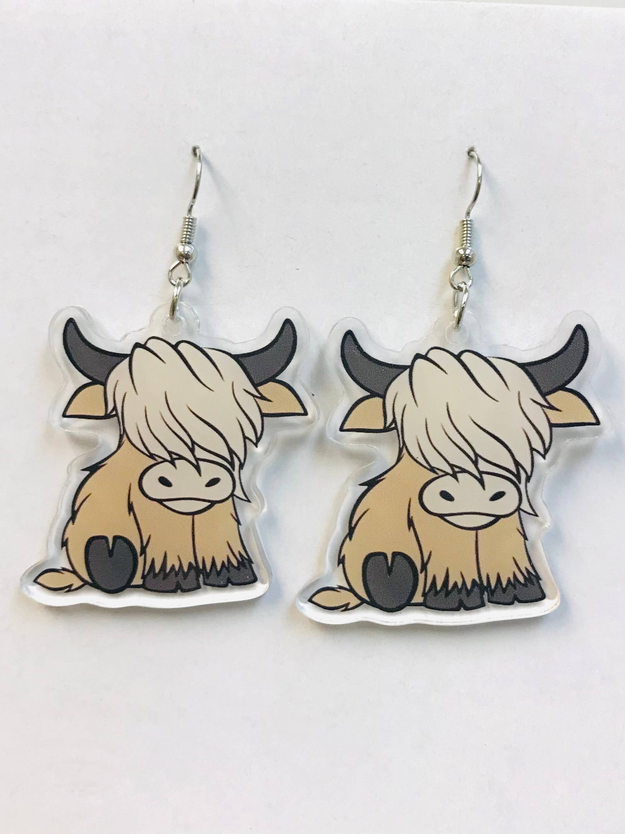 SimpleNGreat – wholesale Dangle earrings – Highland Cow Earrings, Acrylic Earrings2