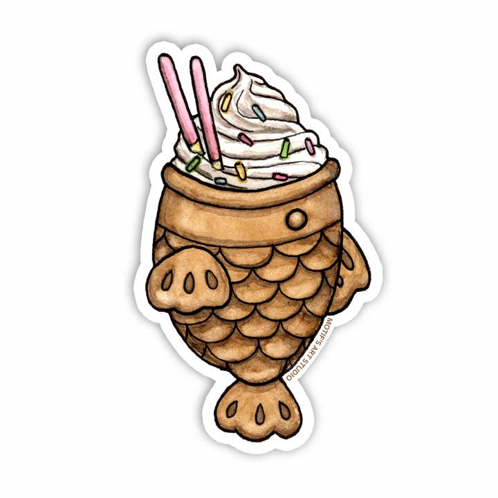 Vanilj Taiyaki Fish Cone klistermärke för wholesale av Motif's Art Studio