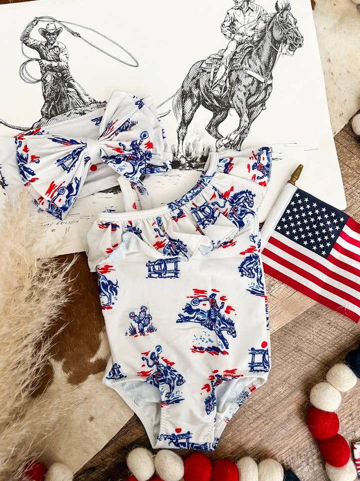 Costume da bagno American Cowgirl - Bianco (vendita finale) per la vendita all'ingrosso da parte di Arrow F Apparel