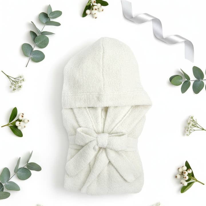 Little Giraffe Dolce™ Ultra-Soft Cream Hooded Robe for wholesale by Blooming Baby