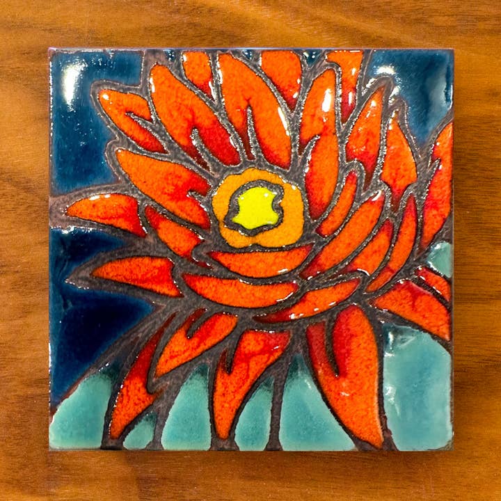 Desert Flora Coaster: Hedgehog Cactus Gift 4.25" square) for wholesale by Carly Quinn Designs