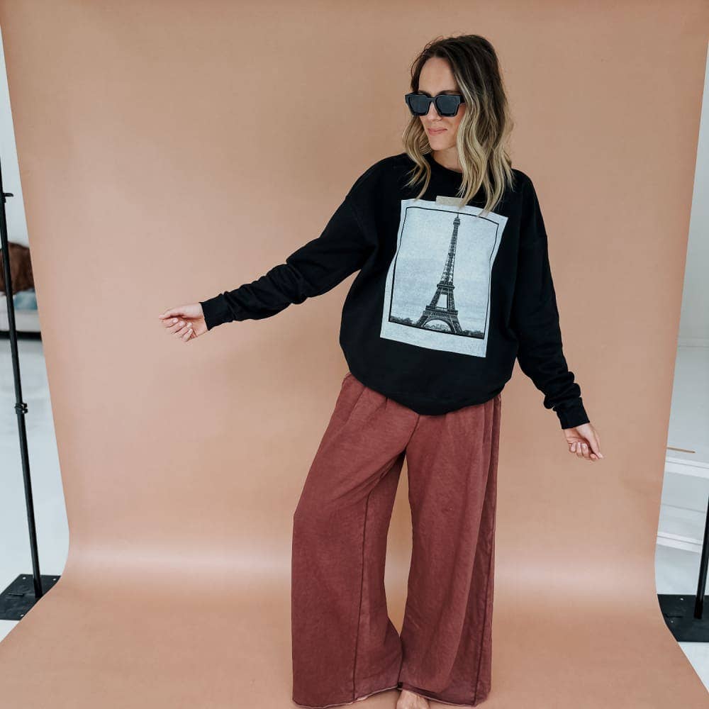 Black Picture Me In Paris Sweatshirt for wholesale on Faire4