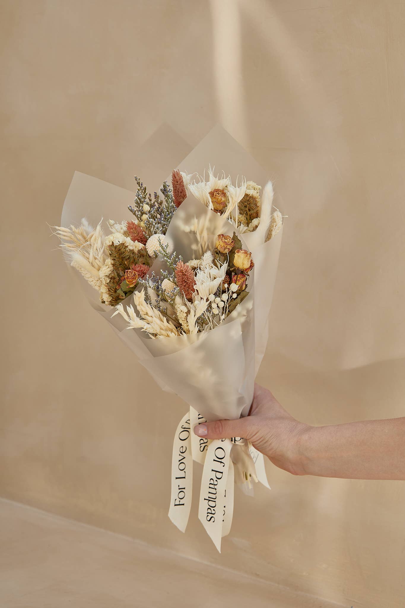 For Love Of Pampas - Wholesale Dried/Pressed Flowers - Small Dried Flower Bouquets - Beige1