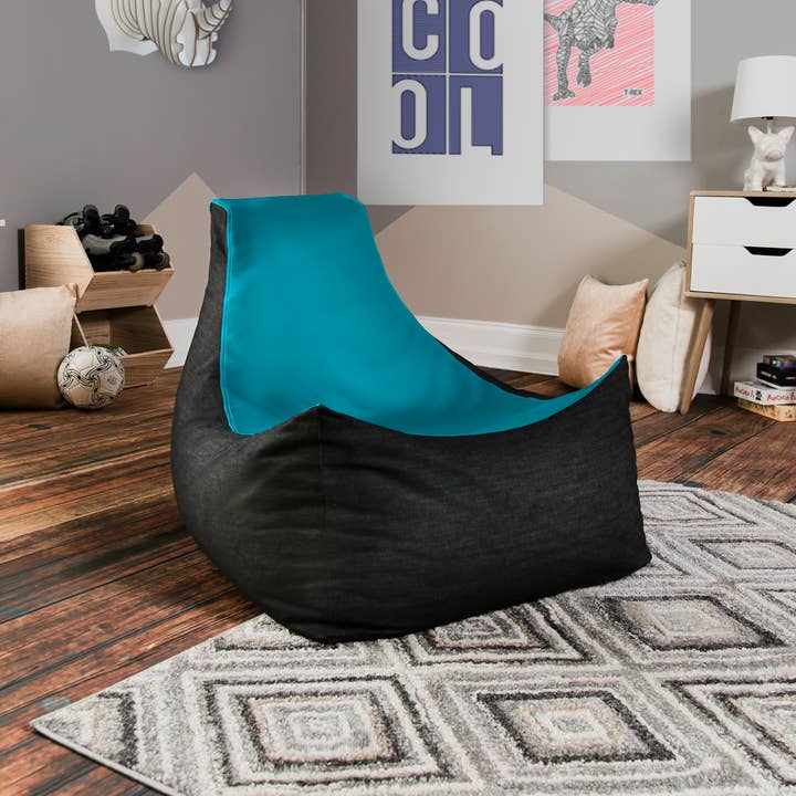 LuvU - Wholesale Chair - Jaxx Pixel Gamer Bean Bag Chair, Premium Vinyl / Dark Denim89