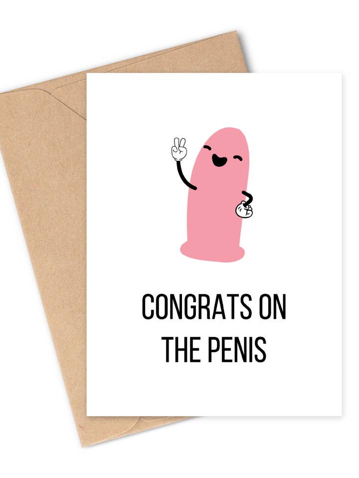 COMPLIMENTI PER IL PENE Biglietto di Auguri per la vendita all'ingrosso da parte di Two Brides Presents