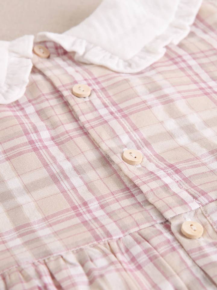 Dadati - Wholesale Dress - Kids - Sleeveless plaid girl's dress with Peter Pan collar
