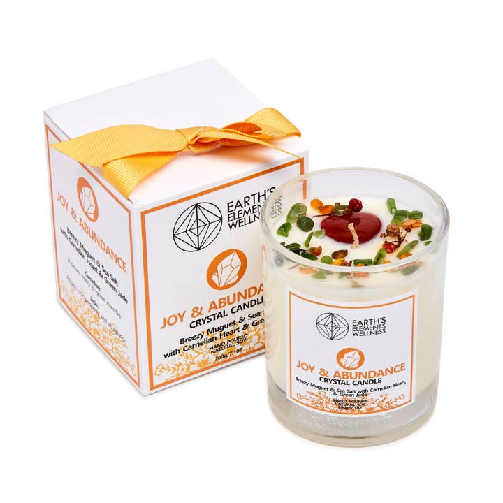 Earths Elements Wholesale - Wholesale Jar/Filled Candle - Crystal Candle, Joy & Abundance - pack of 6