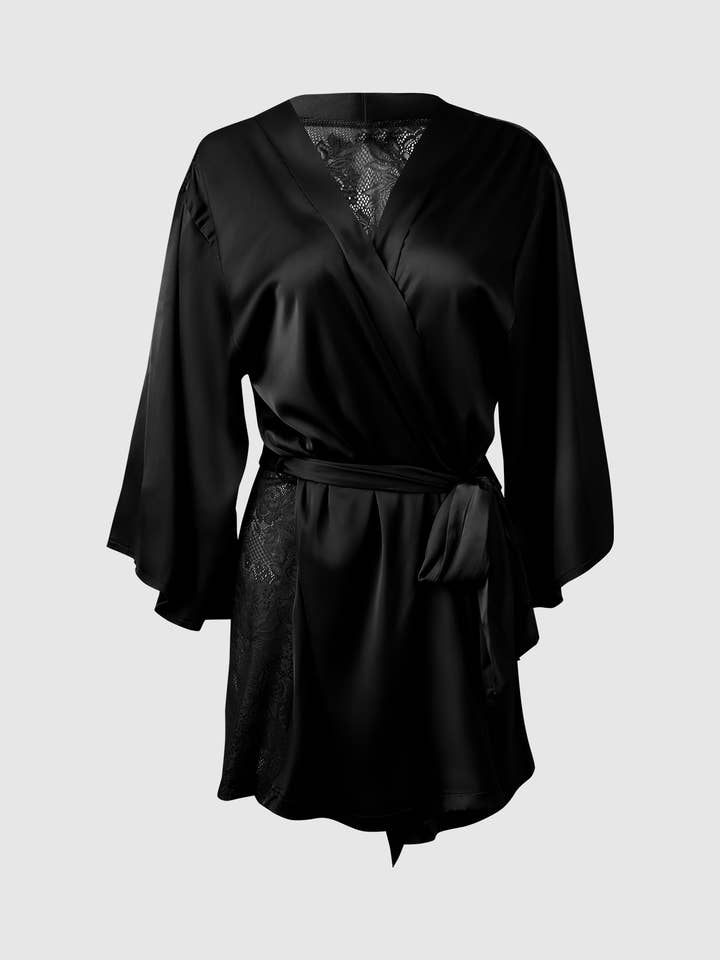 House of Desire - Vendita all'ingrosso Vestaglia - Donna - VESTAGLIA CORTA HELENA IN RASO E PIZZO SUL RETRO5