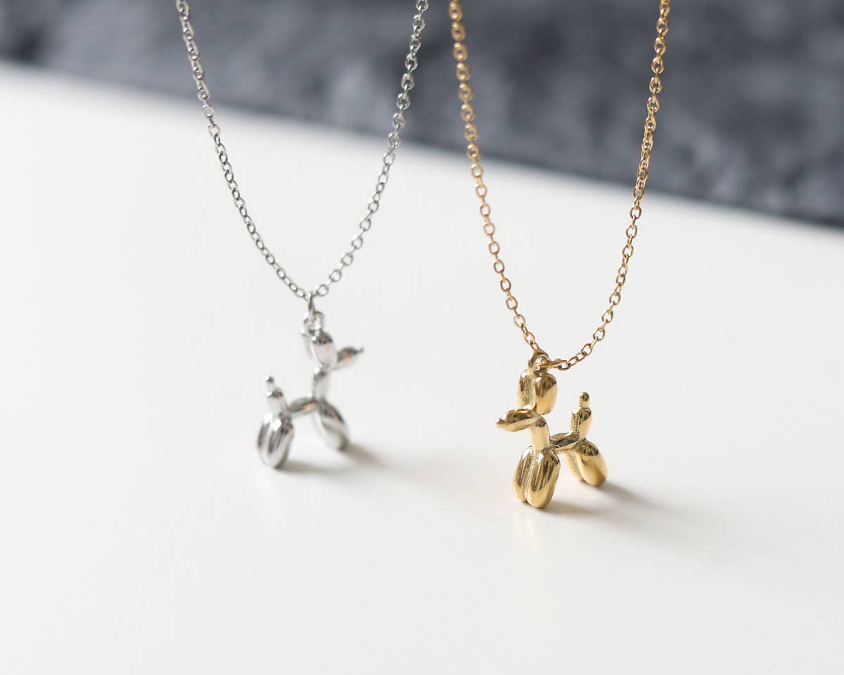 Melange Blanc - Wholesale Pendant/Charm Necklace - Camilie Balloon Puppy Dog Charm Necklace in gold & silver3