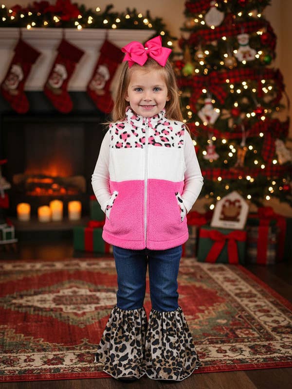 Dark blue denim w/leopard flare bell bottoms 206037M for wholesale by luluclothes