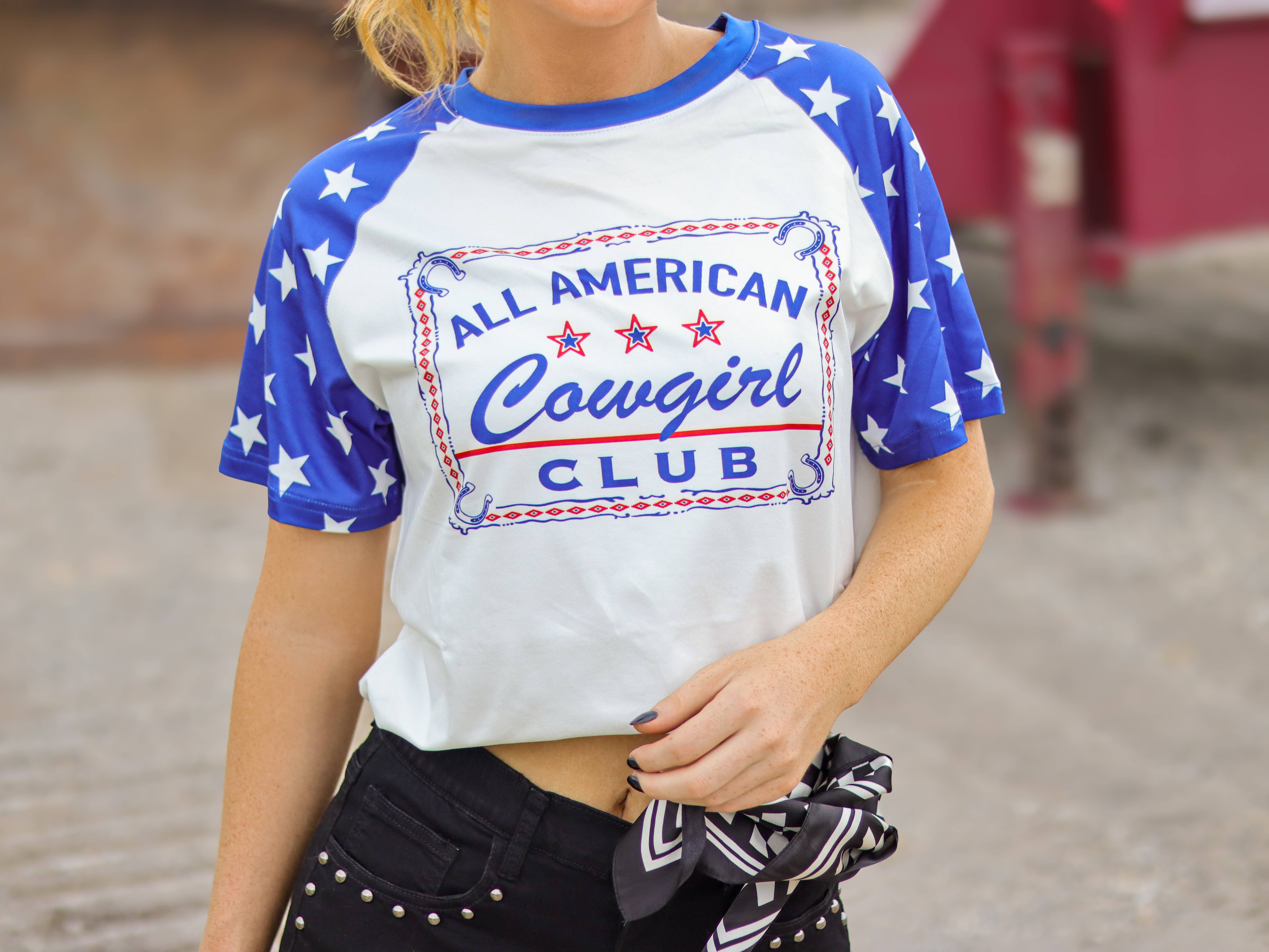 Rowdy Crowd Clothing – T-shirt estampada - Mulher por atacado – Camiseta All American Cowgirl2