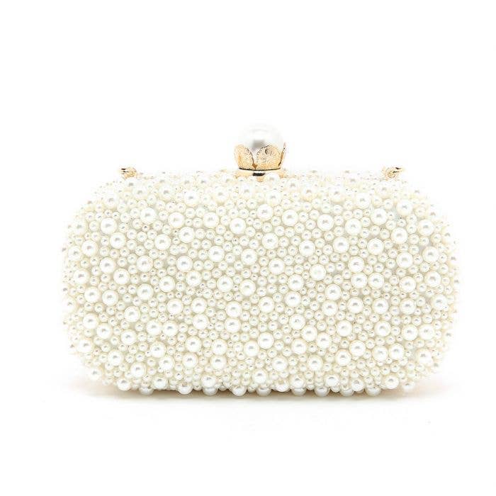 PEACH ACCESSORIES - Wholesale Clutch Bag - Women's - Pearl Elegance Evening Clutch Bag in Ivory CL21451