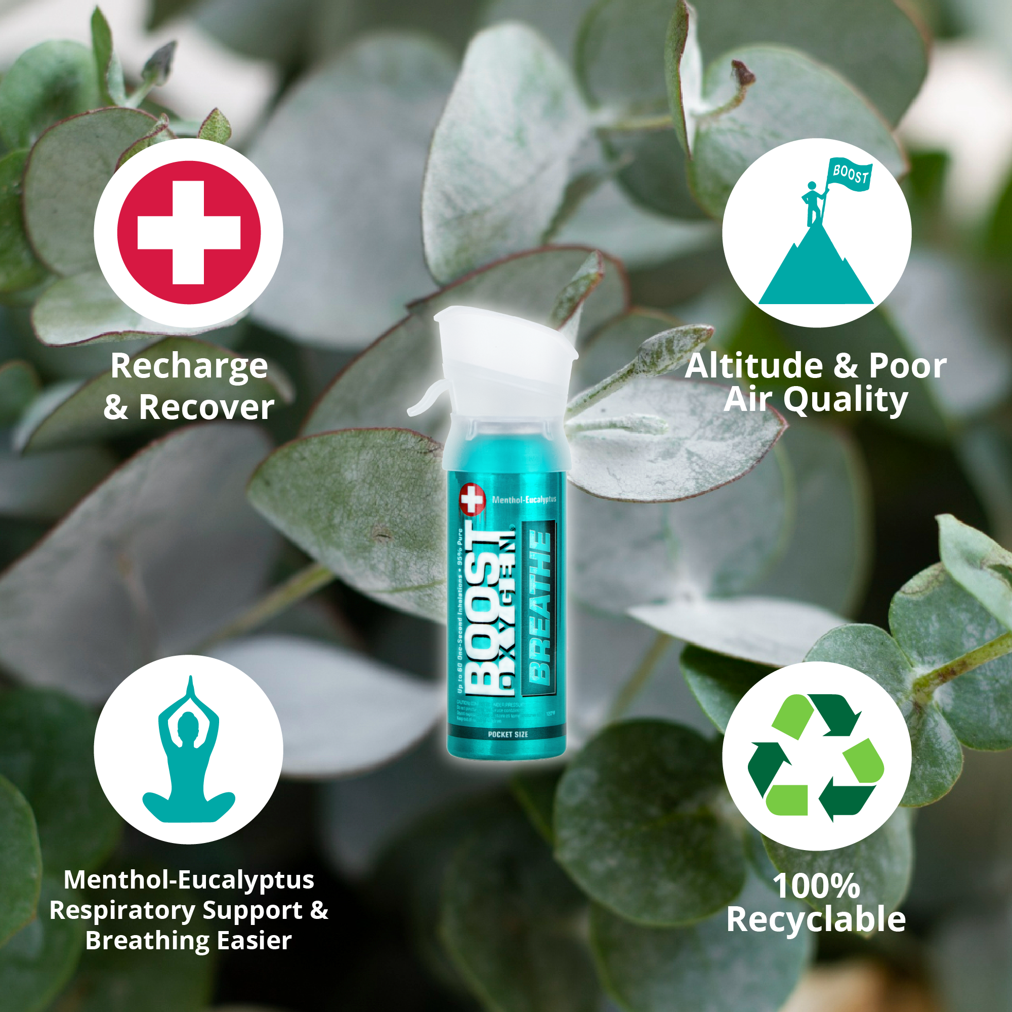 Boost Oxygen - Wholesale First Aid Kit - Boost Oxygen Pocket Size Breathe Menthol-Eucalyptus 3L Can2