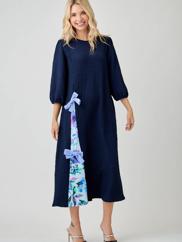 Celeste Clothing - Wholesale Dress - Women's - WOMEN'S MODEST SIDE BOW DRESS WITH PUFF SLEEVES AND POCKETS38