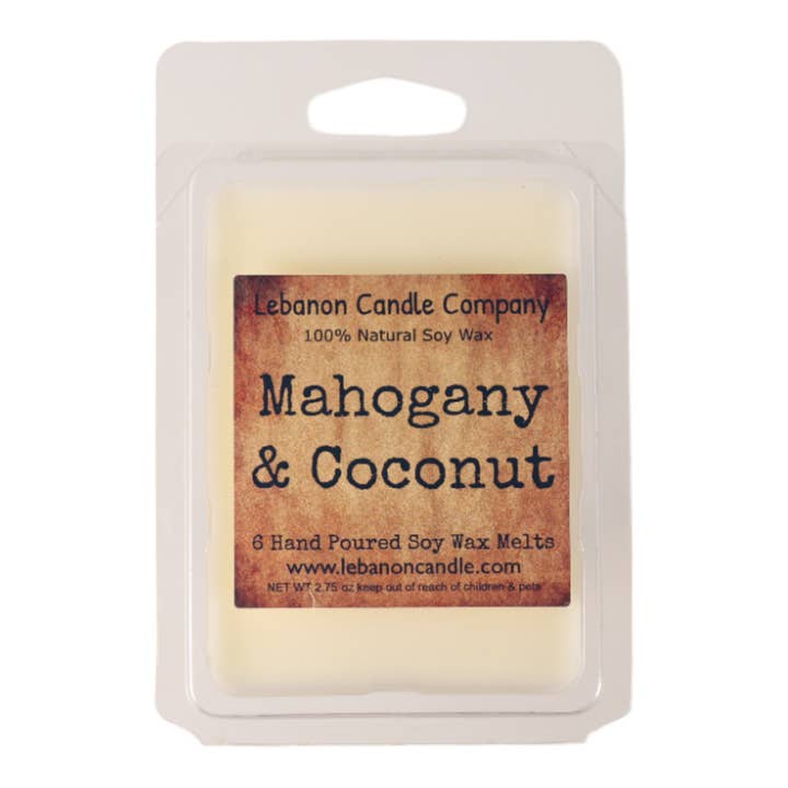 Mahogany & Coconut Wax Melt for wholesale by Lebanon Candle Company