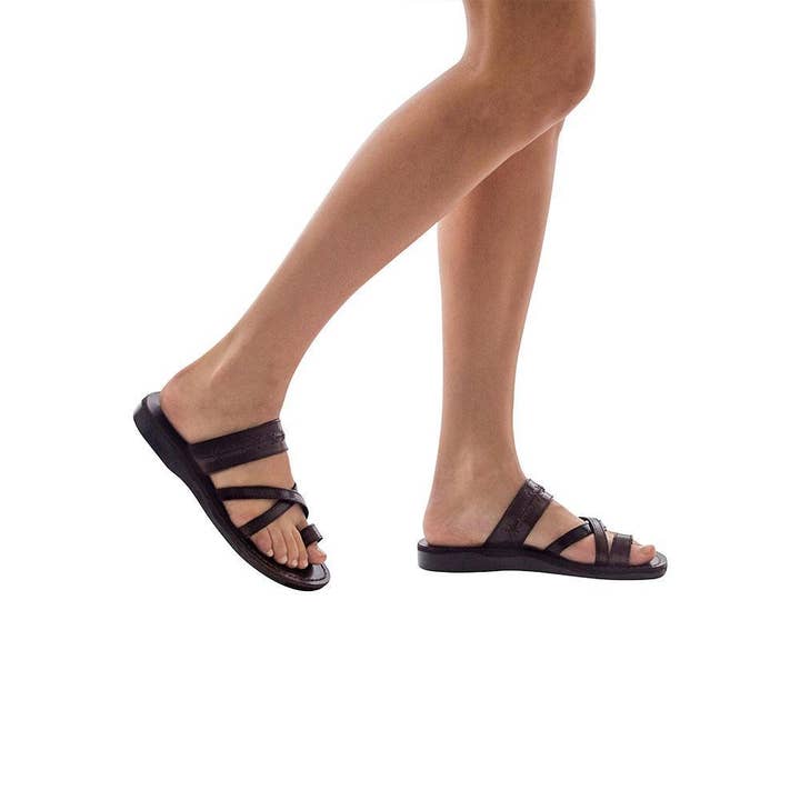 Rachel - Leather Criss Cross Sandal | Brown for wholesale on Faire1