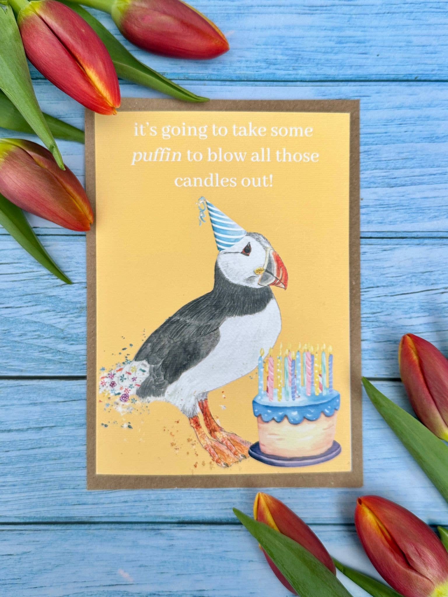Jen Winnett Eco Artist - Wholesale Birthday Card - Puffin Birthday Funny Eco Friendly Card Colourful Nature 2