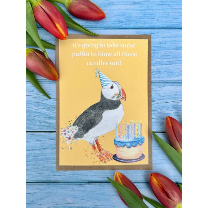 Jen Winnett Eco Artist - Wholesale Birthday Card - Puffin Birthday Funny Eco Friendly Card Colourful Nature 2