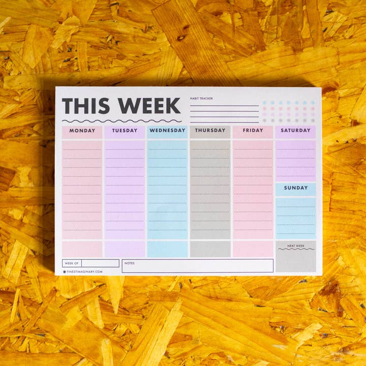 Colour Block This Week Planner A5 Notepad for wholesale by Finest Imaginary