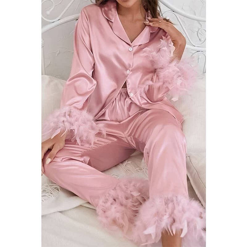 Paperdoll - Vente Haut et bas de pyjama – femme -  Pyjama en soie glacée en satin 0