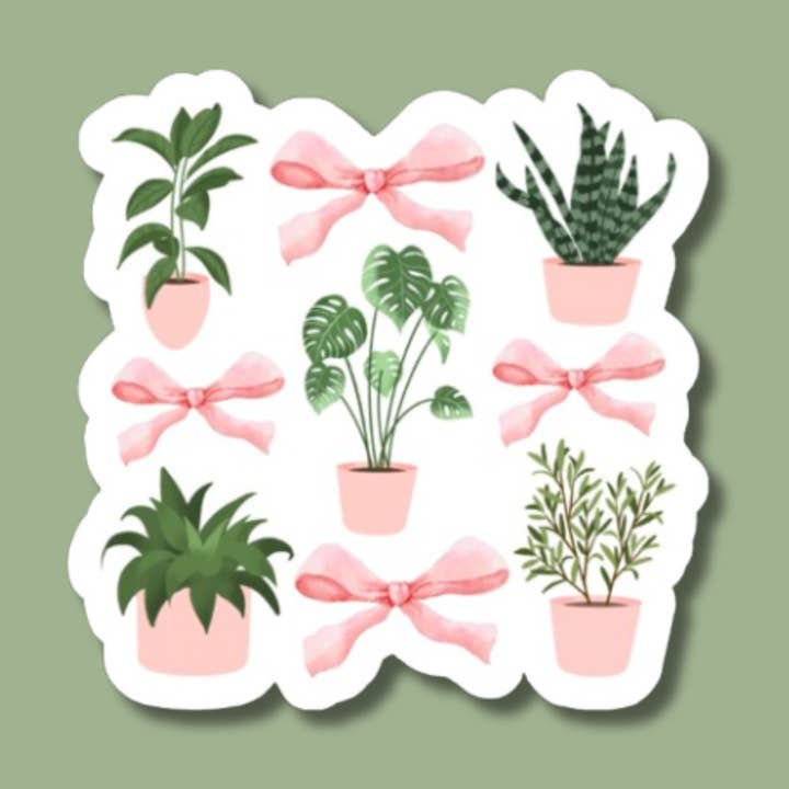 Autocollant Noeud Coquette, Plantes et Noeuds, Autocollant Magasin de Plantes pour la vente par The Vinyl Rose