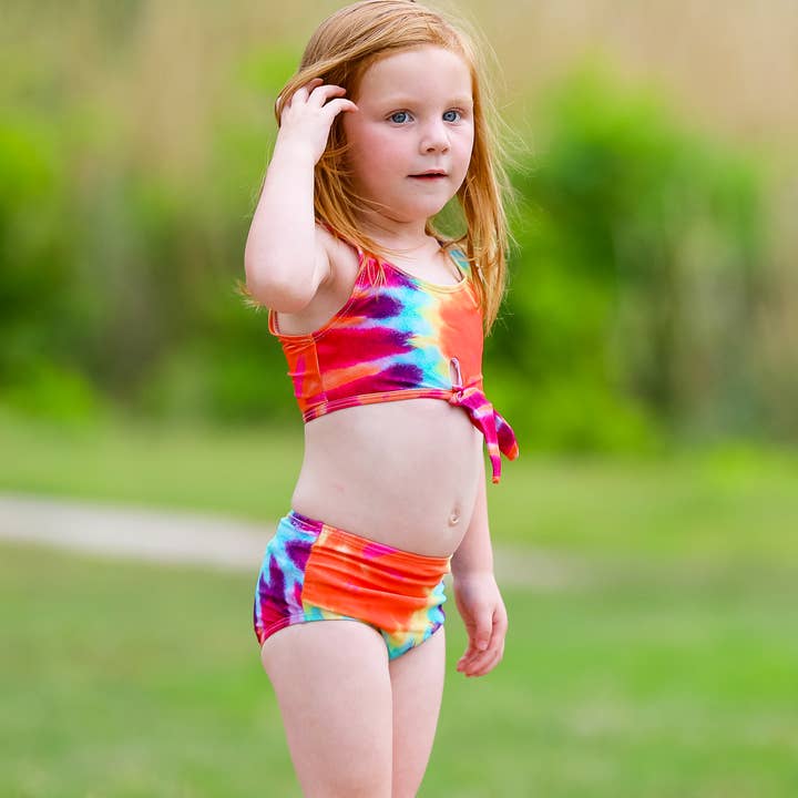 AnnLoren - Wholesale Two Piece Swimsuit - Kids - Girls Bikini Tie Dye Tankini Swimsuit Kids Bathing Suit1