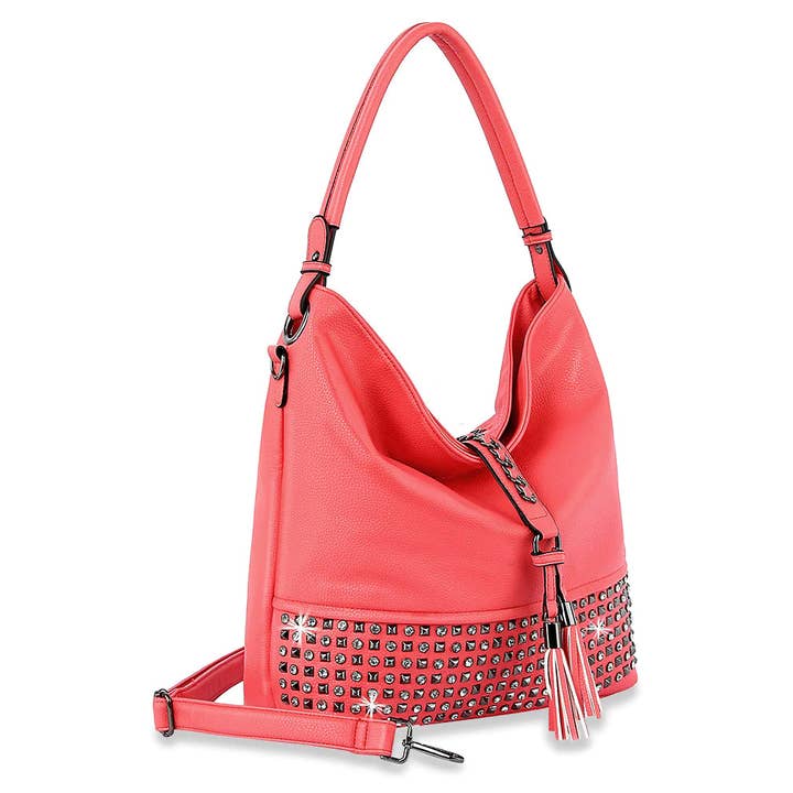 Handbag Express - Wholesale Shoulder Bag - Women's - Studded Large Hobo Handbag1