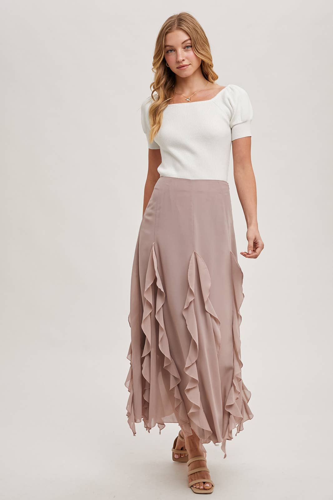 Peace Love Line - Wholesale Knit Top - Women's - PL6267 - SQAURE NECK PUFF SLEEVED KNIT TOP14