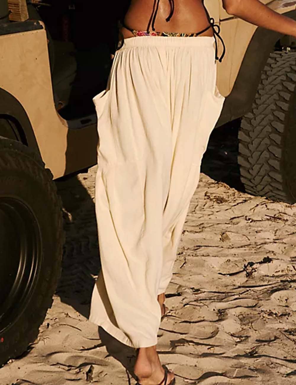 Sweetkama - Wholesale Pants - Women's - Ladies Elastic Waist String Tie Pocket Cuzy Pants9