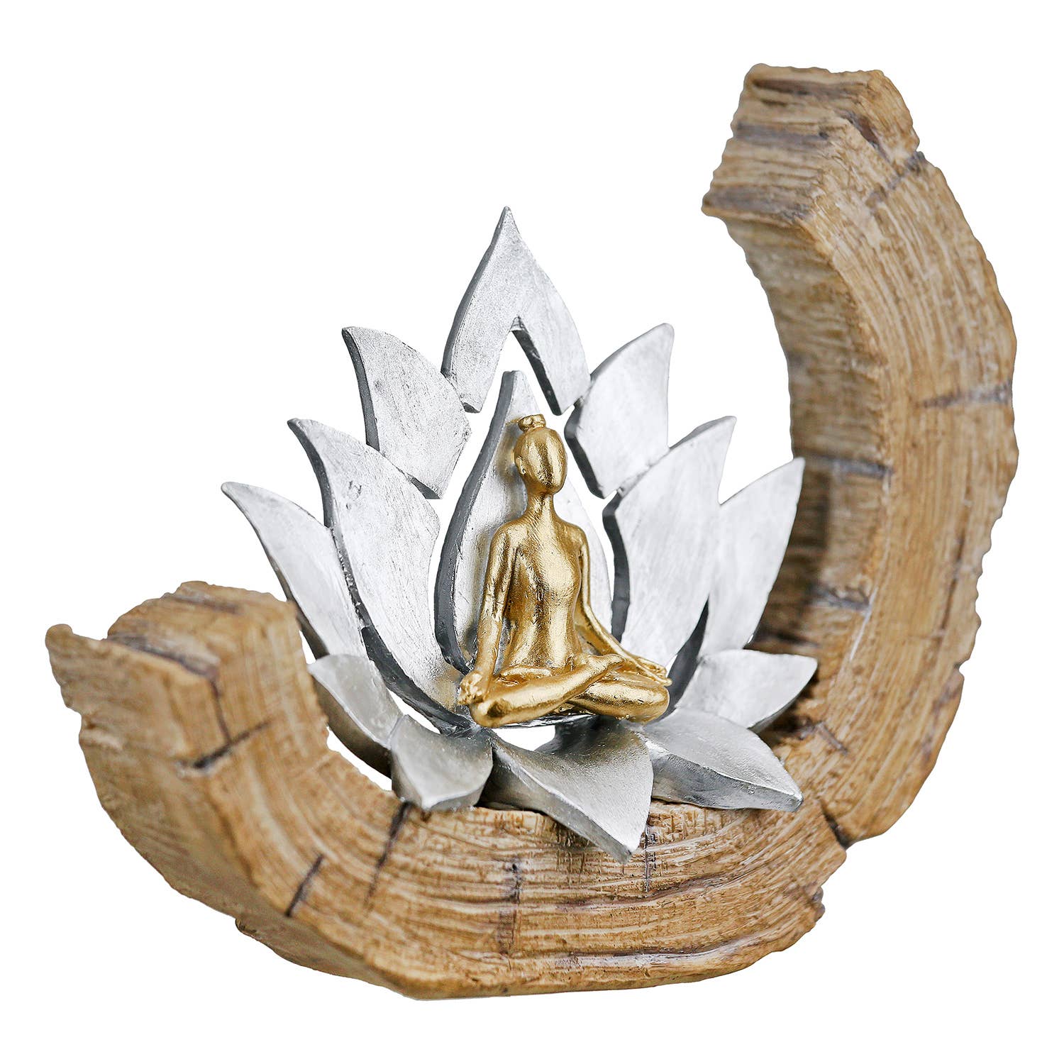 gold brown silver Namaste sculpture, set of 2, H.17 cm for wholesale on Faire2