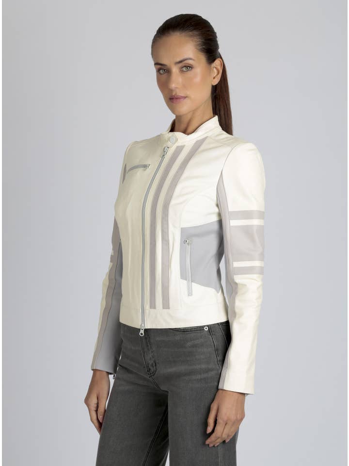 Blanc Noir - Wholesale Leather Jacket - Women's - Claudine Leather Racer Jacket JLS