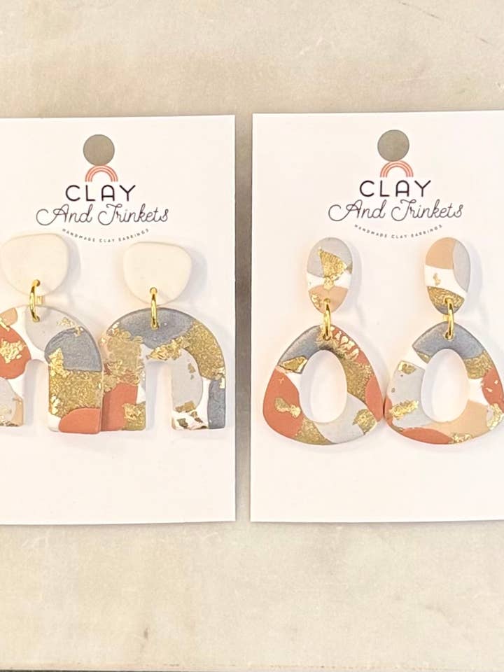 Cali Arches/ Kinsley Multi Neutral Dangle Earrings for wholesale by Clay and Trinkets