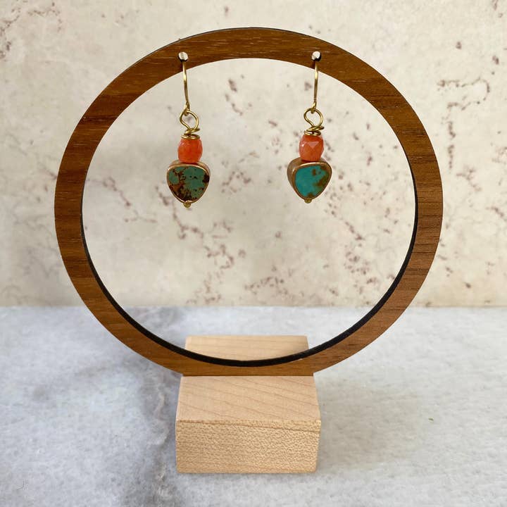 Seeds - Wholesale Dangle Earrings - Turquoise Stone Gold Vermeil Earrings | Cube Stone Beads6