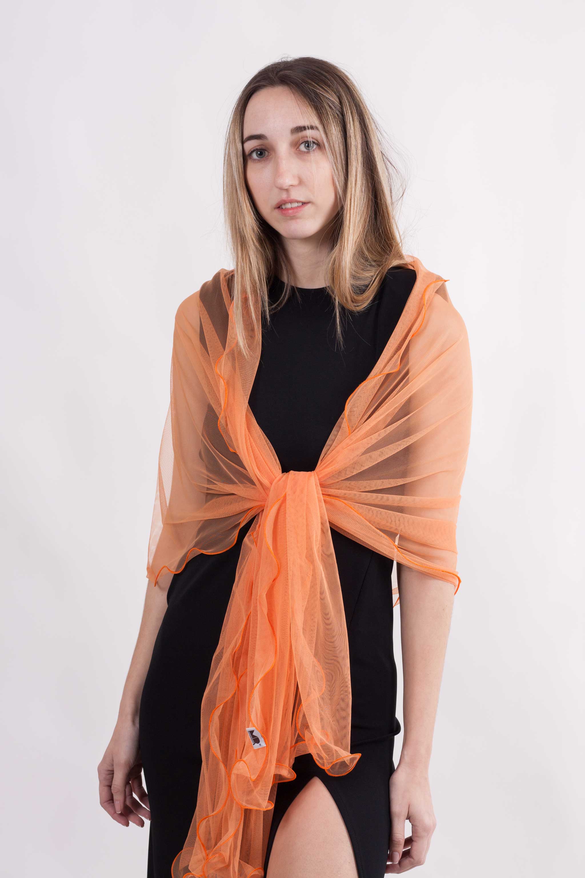 MR Complements - Vente Écharpe – femme - Châle en tulle grande taille aux bords ondulés30